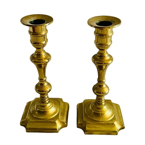 Set of 2 Valsan Vintage Brass Candle Stick Holders Made in Portugal - Picture 1 of 5